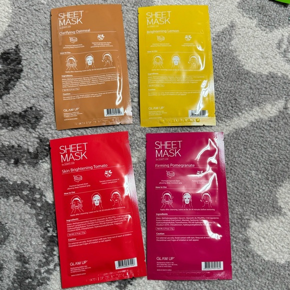Glam Up Set of 4 Face Masks Radiant Firming Brightening Clarifying - Picture 2 of 2